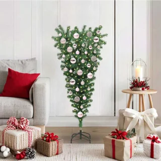 Op zijn kop staande kunstkerstboom