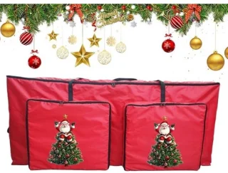 Opbergdoos voor kunstkerstboom met ritsen en handvatten