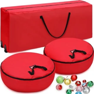 Opbergtas set voor kunstkerstboom en kransen met wielen