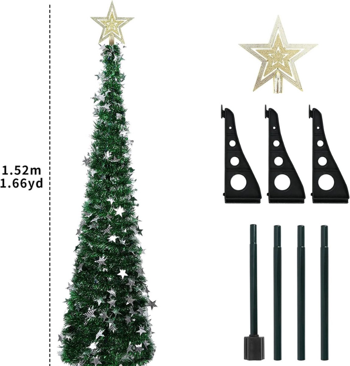 Opvouwbare Kunstkerstboom 1.5m Slank Met Standaard