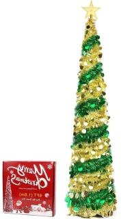 Opvouwbare kunstkerstboom met pailletten 1,8 m goudgroen