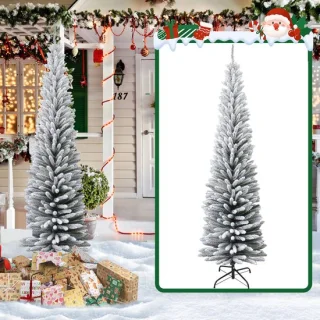 PIPIPOXER kunstkerstboom met sneeuw - smalle kunstkerstboom - 180 cm - wit
