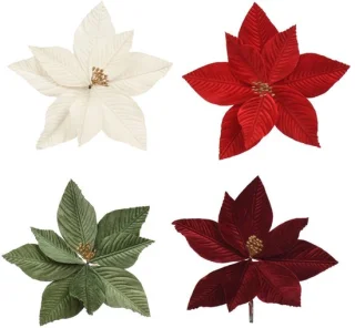 Poinsettia op clip van polyester fluweel V Everlands