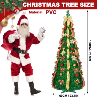 Pop-up Kerstboom 1,5 m - Zilverwit (Rood/Goud)