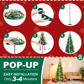 Pop-up Kerstboom 180 cm Groen (Sneeuwvlokken)