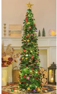 Pop-up kerstboom met ledverlichting, opvouwbare kunstboom voor binnen