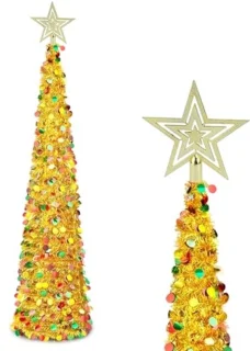 Pop-up kunstkerstboom 1,2 m met glitterslingers
