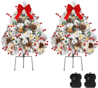 Pre-lit Kerstboom padverlichting 60 cm, set van 2