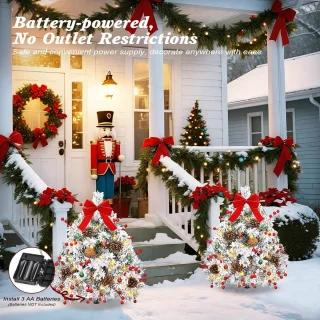 Pre-lit Kerstboom padverlichting 60 cm, set van 2