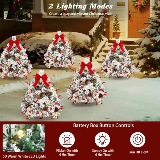 Pre-lit Kerstboom padverlichting 60 cm, set van 2