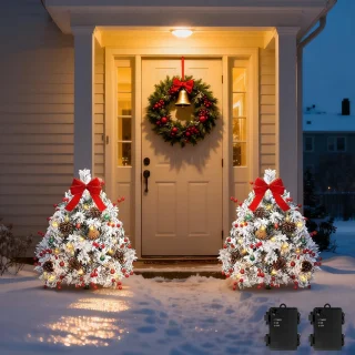 Pre-lit Kerstboom padverlichting 60 cm, set van 2