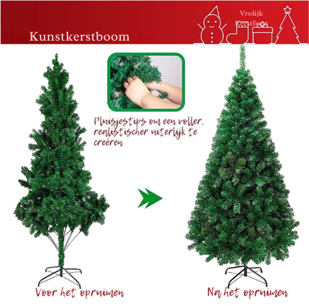 Premium 7ft Kunstkerstboom Scharnierende Pijnboom met Opbergtas