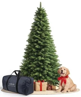 Premium kunstkerstboom 180 cm met houten standaard en opbergtas