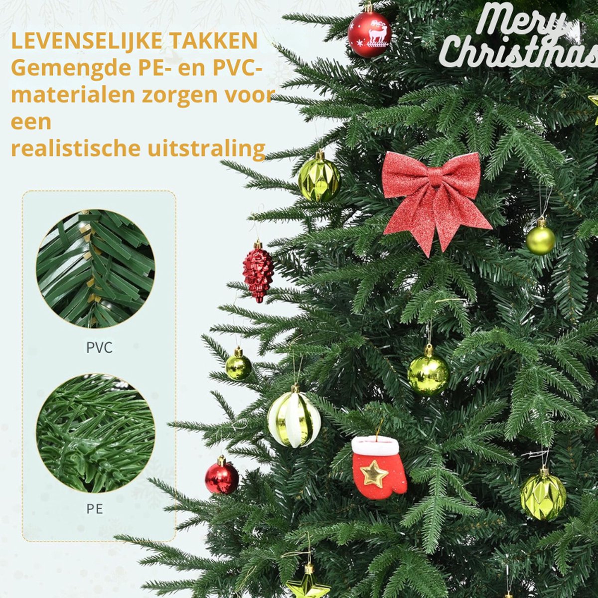 Premium Kunstkerstboom 212 cm PE Injectie PVC Realistische Spar Metalen Stand Vouwsysteem