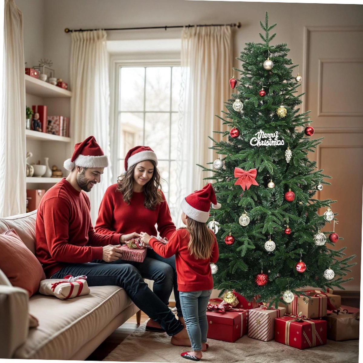 Premium Kunstkerstboom 212 cm PE Injectie PVC Realistische Spar Metalen Stand Vouwsysteem