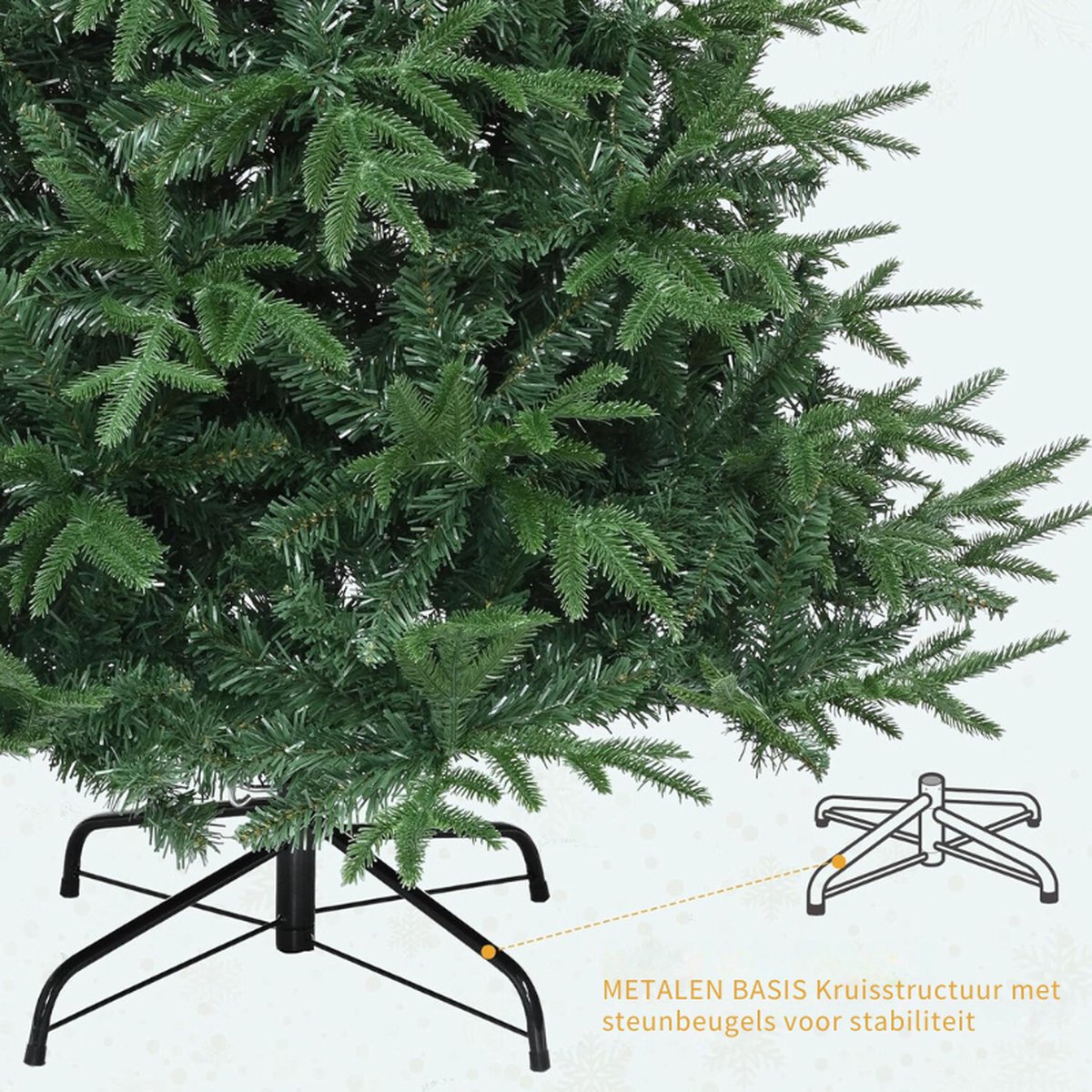 Premium Kunstkerstboom 212 cm PE Injectie PVC Realistische Spar Metalen Stand Vouwsysteem