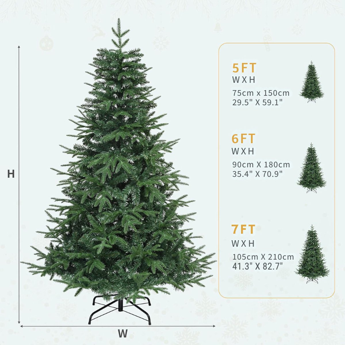 Premium Kunstkerstboom 212 cm PE Injectie PVC Realistische Spar Metalen Stand Vouwsysteem