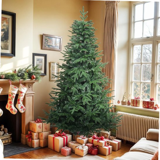 Premium Kunstkerstboom 212 cm PE Injectie PVC Realistische Spar Metalen Stand Vouwsysteem