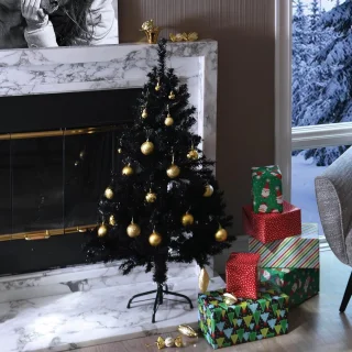 Premium zwarte kunstkerstboom 120 cm Canadese spar met 320 takpunten