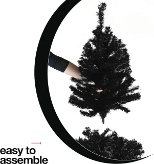 Premium zwarte kunstkerstboom 120 cm Canadese spar met 320 takpunten