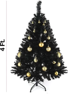 Premium zwarte kunstkerstboom 120 cm Canadese spar met 320 takpunten