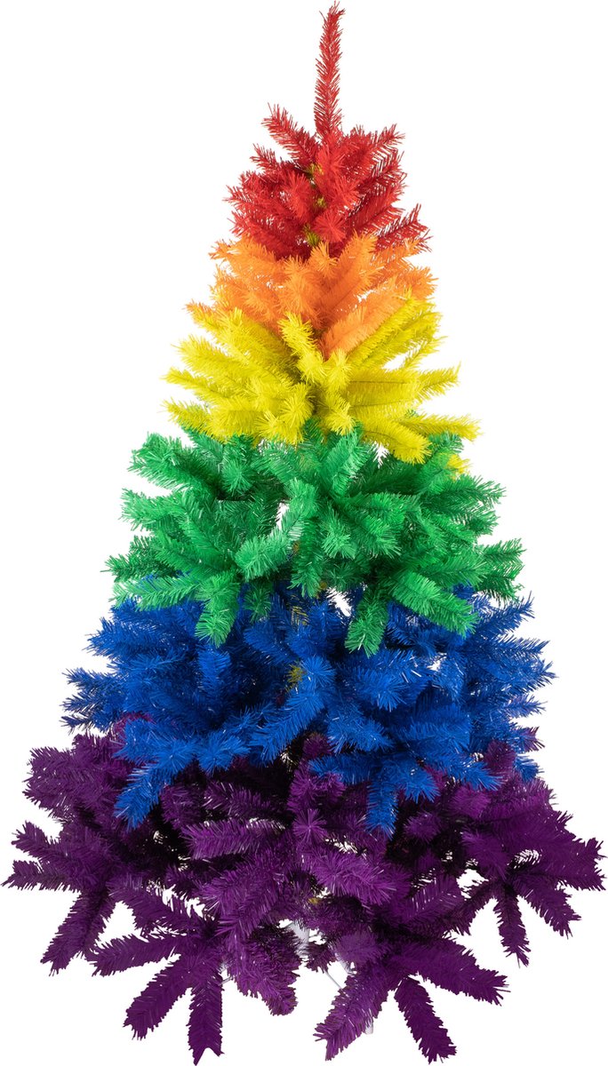 R en W Kunst kerstboom H170 cm regenboog kleuren kunststof