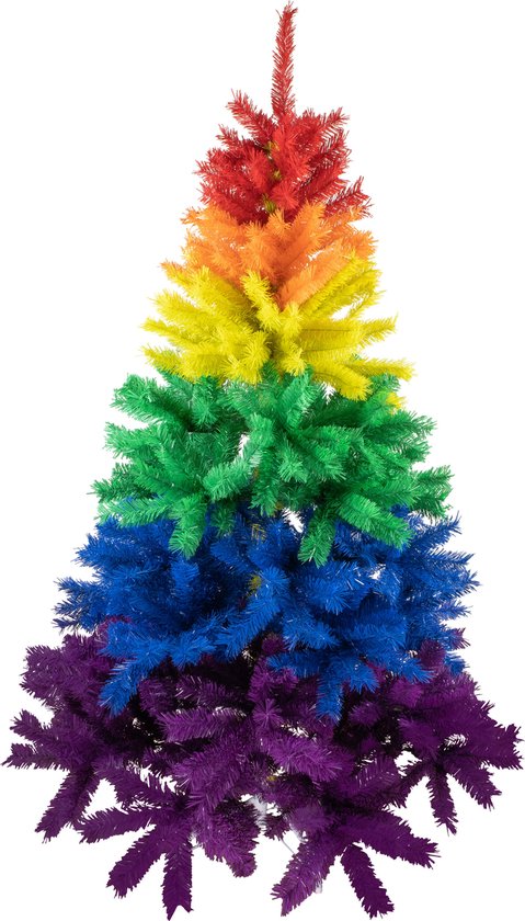 R en W Kunst kerstboom H170 cm regenboog kleuren kunststof