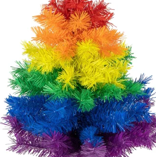 R en W kunst kerstboom regenboog H60 cm kunststof miniboompje
