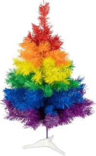 R en W kunst kerstboom regenboog H60 cm kunststof miniboompje
