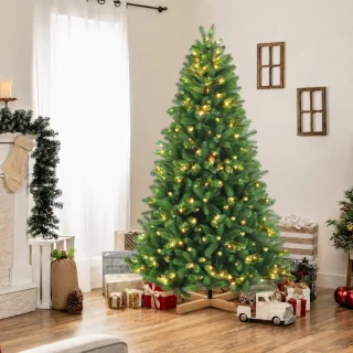 Realistische kunstkerstboom met verlichting 210 cm
