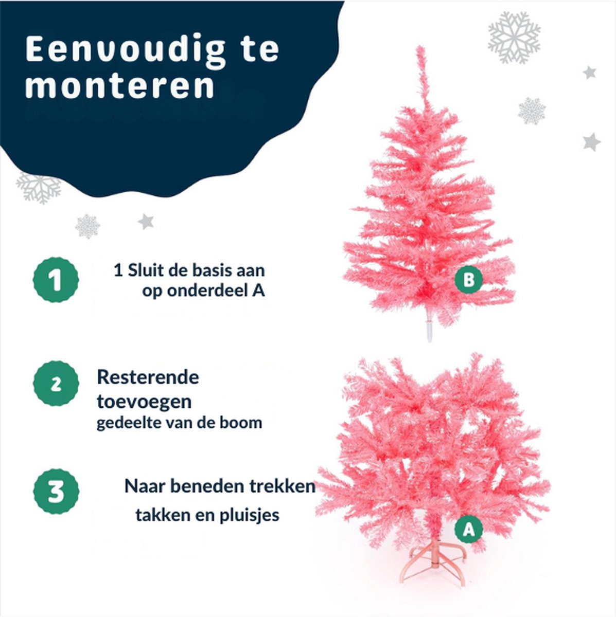 Roze Kerstboom 120 cm Canadese Spar Premium Scharnierend