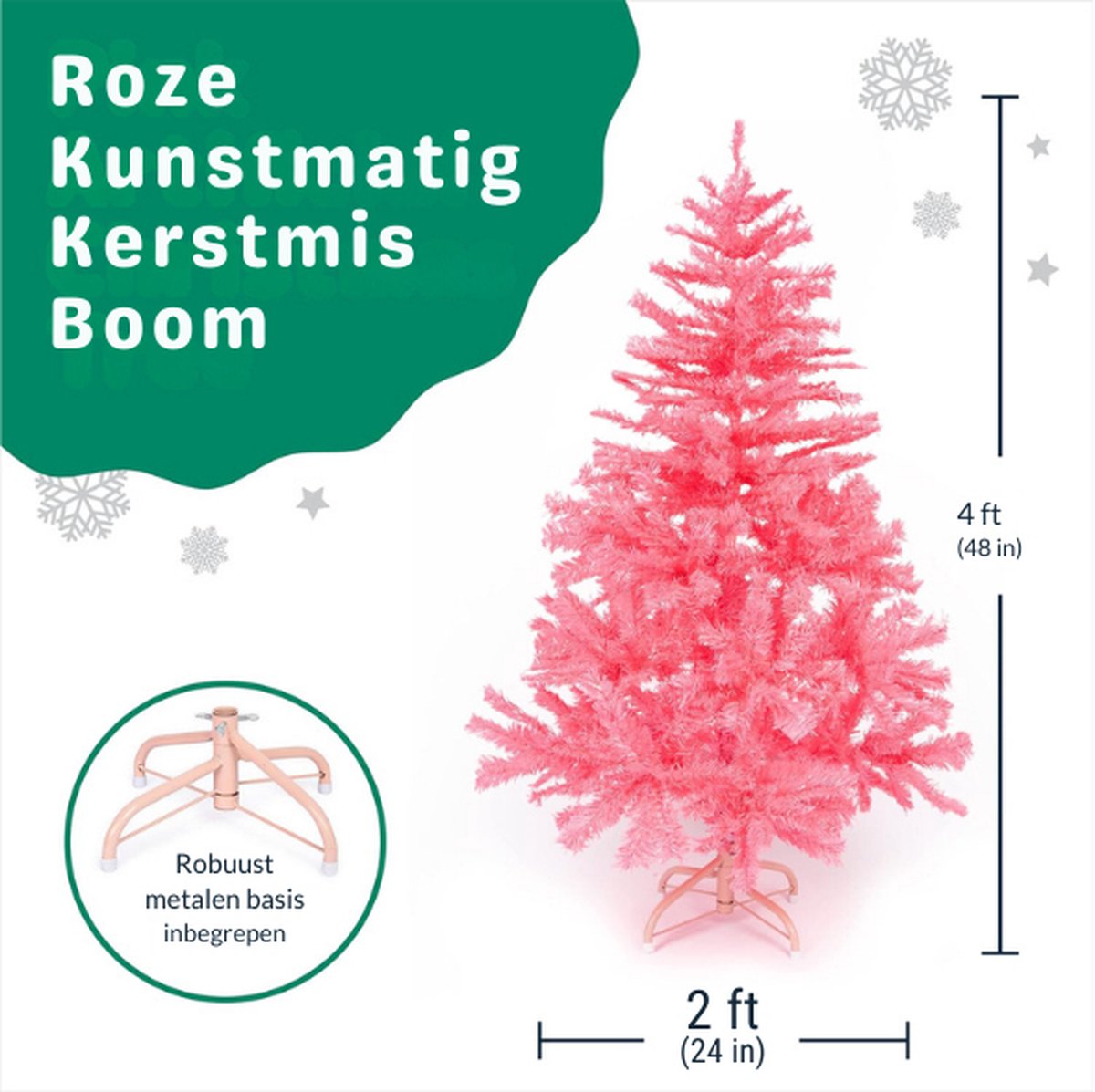 Roze Kerstboom 120 cm Canadese Spar Premium Scharnierend