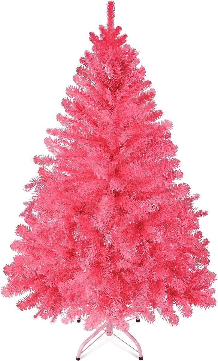 roze kerstboom Canadese spar 120 cm met metalen standaard