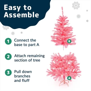roze kerstboom Canadese spar 120 cm met metalen standaard