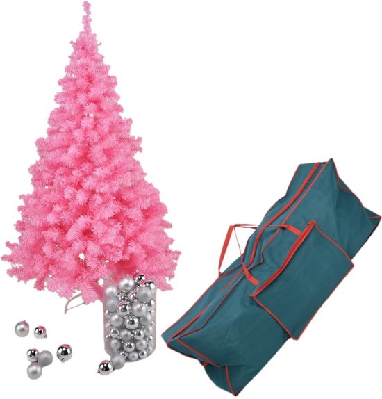 Roze kunstkerstboom 150 cm met opbergzak