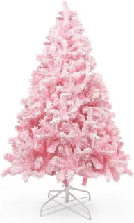 Roze kunstkerstboom 150 cm met volle vlokken