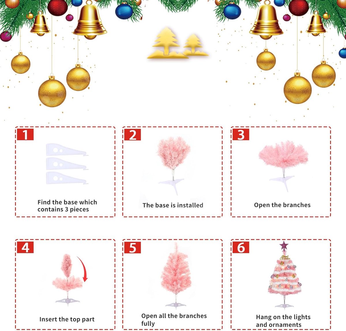 Roze Mini Kerstboom 61 cm - Kunstkerstboom Tafelmodel