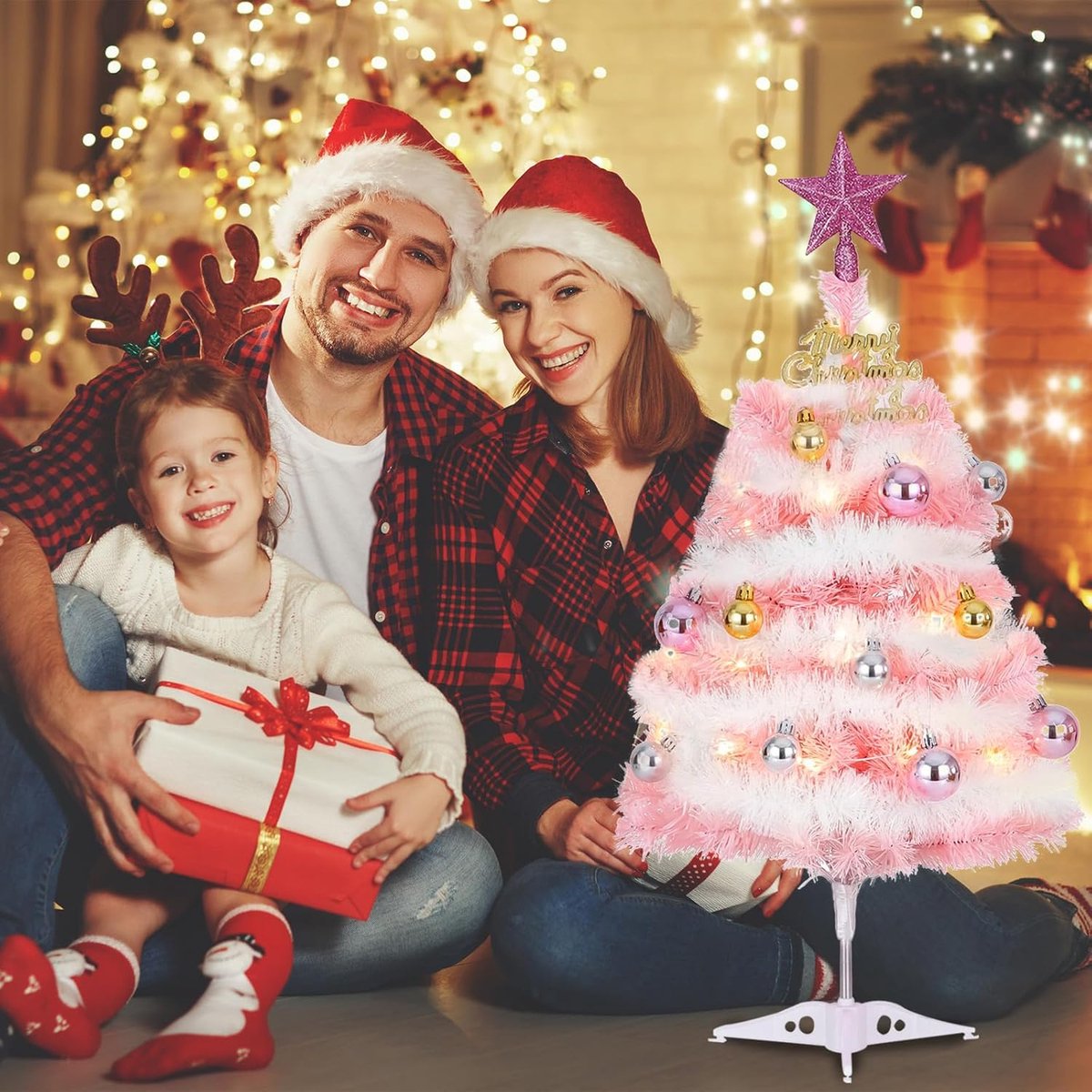 Roze Mini Kerstboom 61 cm - Kunstkerstboom Tafelmodel
