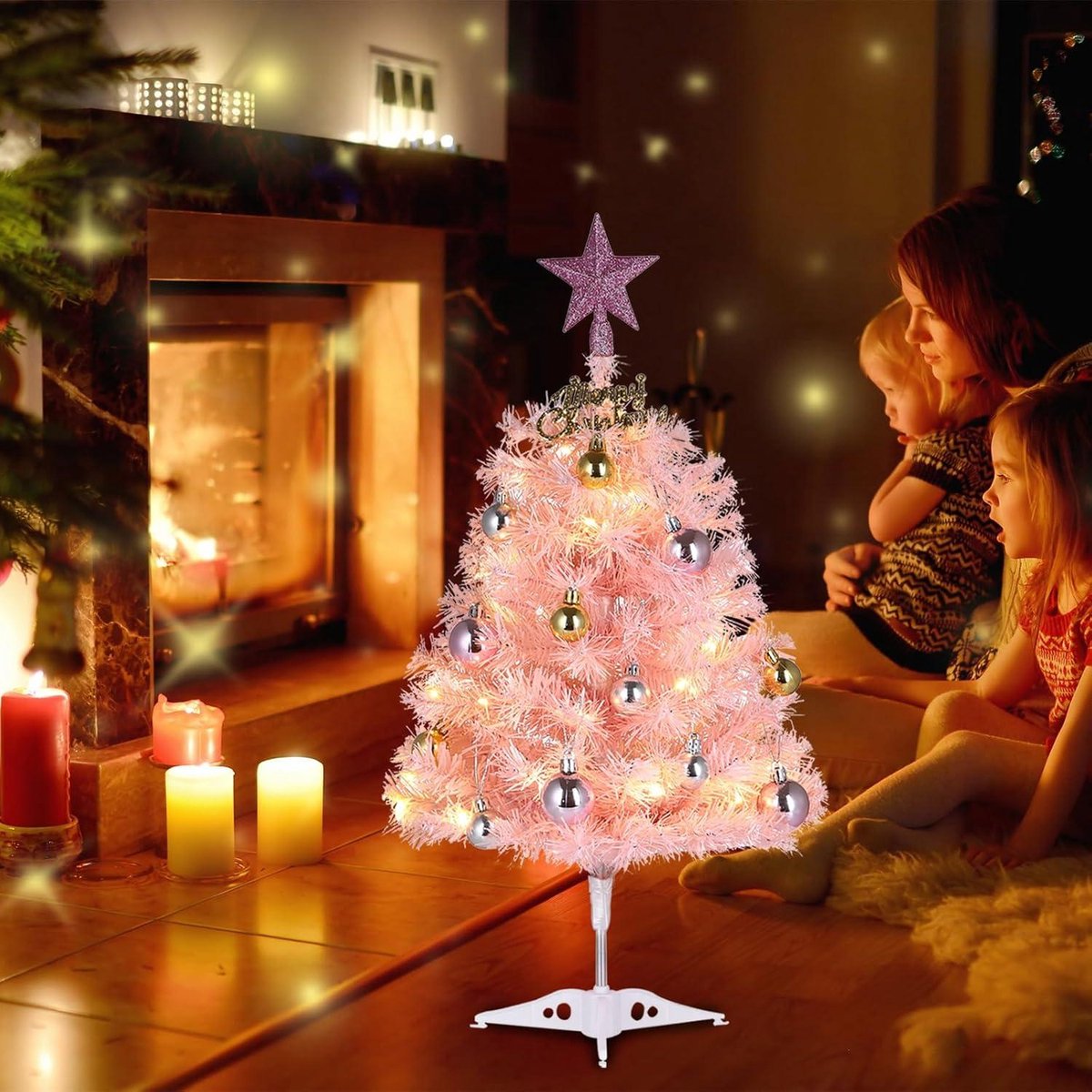Roze Mini Kerstboom 61 cm - Kunstkerstboom Tafelmodel