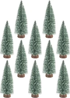 Set 10 mini kerstboomversieringen besneeuwd grenen 5 cm