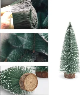 Set 10 mini kerstboomversieringen besneeuwd grenen 5 cm