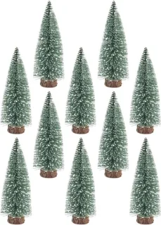 Set 10 mini kerstboomversieringen besneeuwd grenen 5 cm