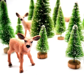 Set 45 kleine kunstkerstbomen dennen groen