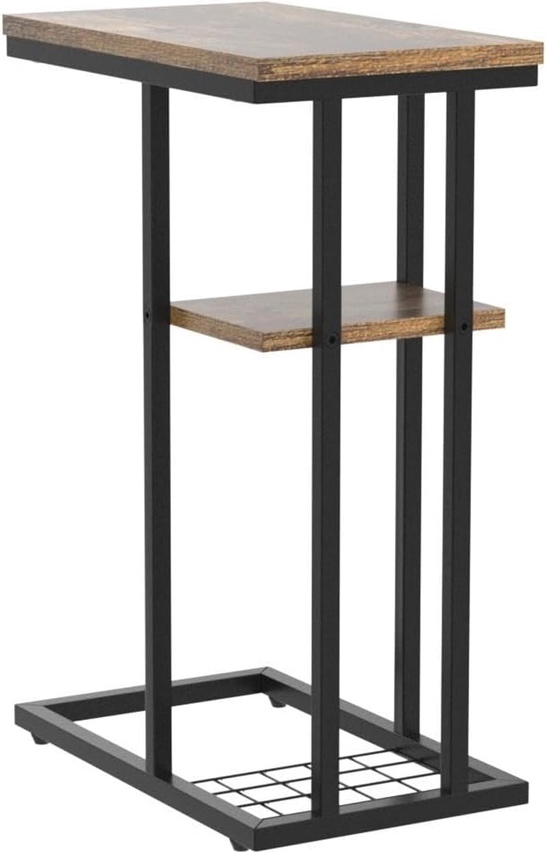 Set C-vormige bijzettafels 2 etages industrieel design