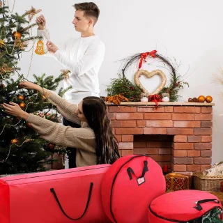 Set opbergtassen voor kunstkerstboom en kransen