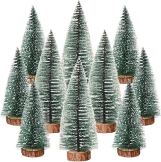 Set van 10 mini-sisal kerstbomen