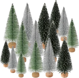 Set van 15 mini-kunstkerstbomen voor tafeldecoratie