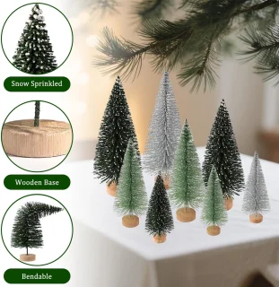 Set van 15 mini-kunstkerstbomen voor tafeldecoratie