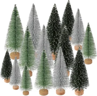 Set van 15 mini-kunstkerstbomen voor tafeldecoratie