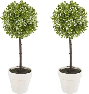 Set van 2 decoratieve kunstmatige vormsnoei bomen